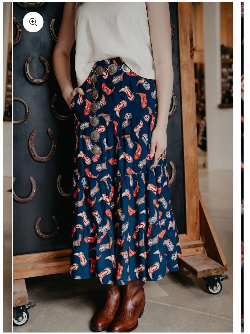 NWT Wrangler MAXINE Cowgirl Boot Print Maxi Skirt SMALL - Picture 5 of 14